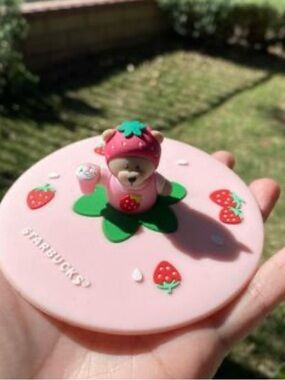 Starbucks Pink Strawberry Bear Lid Topper